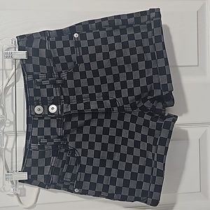 Lowest Price!!!Checkerboard Denim Shorts
